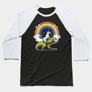 Unicorn Riding Dinosaur T Rex T Shirt Rainbow Baseball T-Shirt